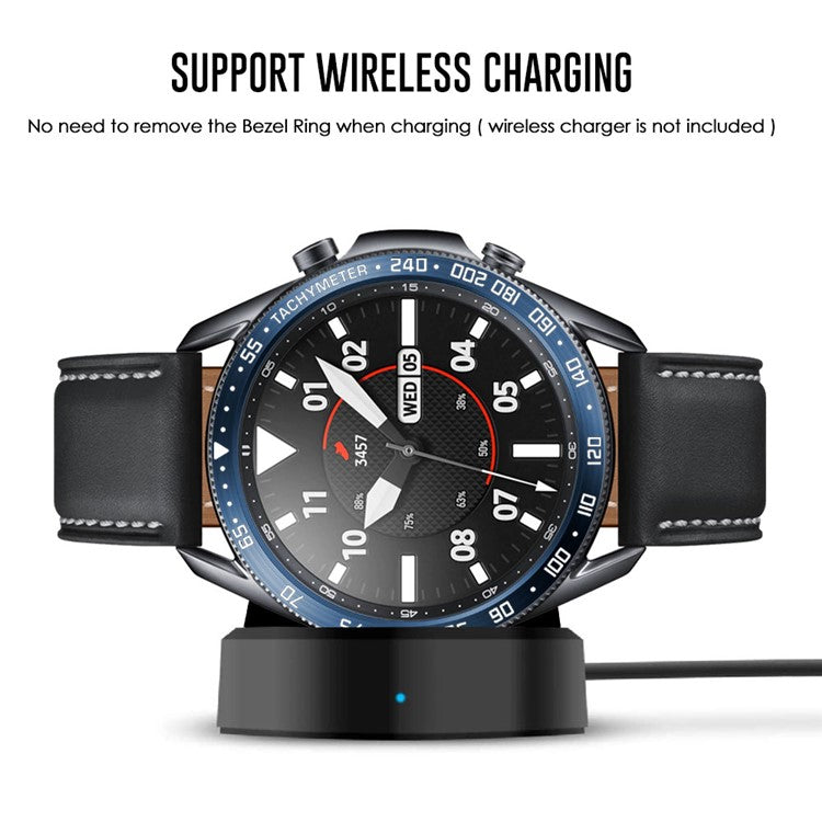 Anti Scratch Metal Smartwatch Dial Bezel Ring [E Type] for Samsung Galaxy Watch3 45mm - Blue / White Letters