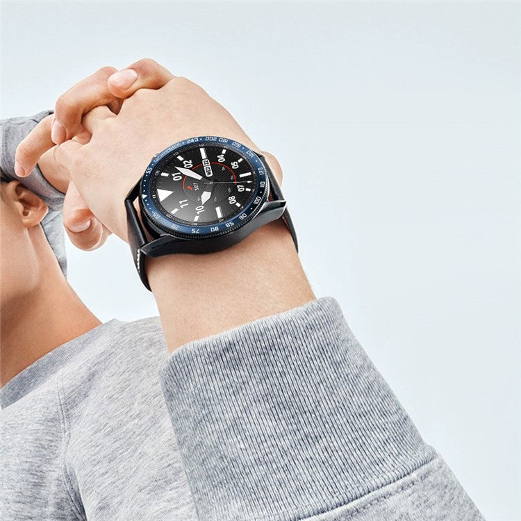 Anti Scratch Metal Smartwatch Dial Bezel Ring [E Type] for Samsung Galaxy Watch3 45mm - Blue / White Letters