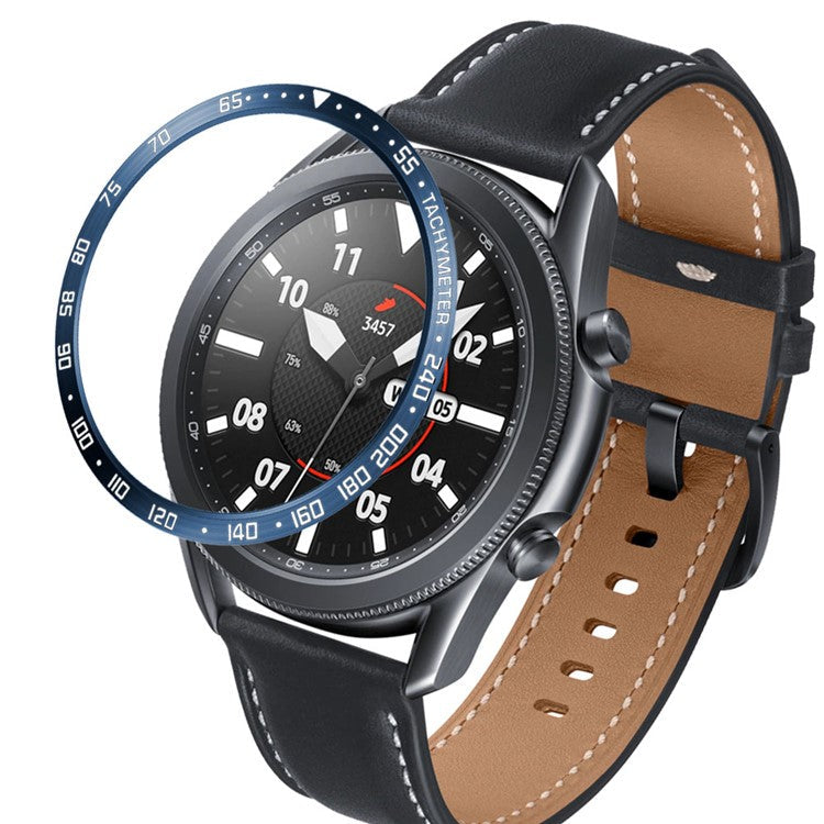 Anti Scratch Metal Smartwatch Dial Bezel Ring [E Type] for Samsung Galaxy Watch3 45mm - Blue / White Letters