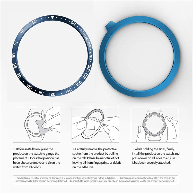 Anti Scratch Metal Smartwatch Dial Bezel Ring [E Type] for Samsung Galaxy Watch3 45mm - Blue / White Letters