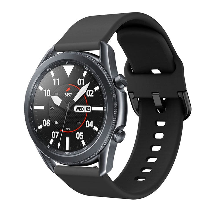 Silicone Watch Band with Metal Buckle for Samsung Galaxy Watch3 45mm - Black