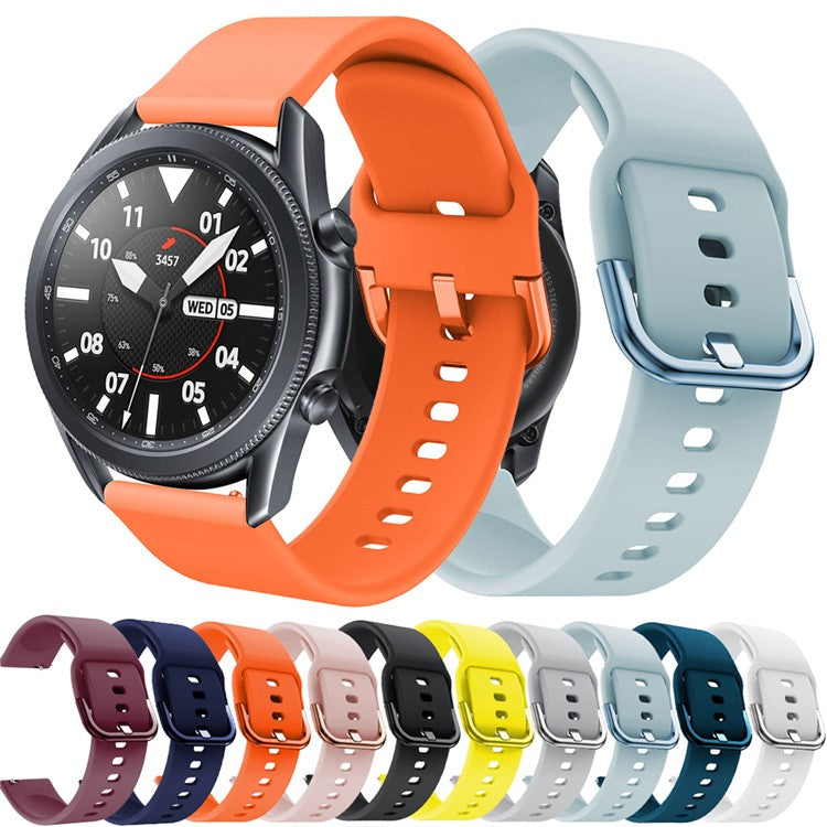 Silicone Watch Band with Metal Buckle for Samsung Galaxy Watch3 45mm - Black