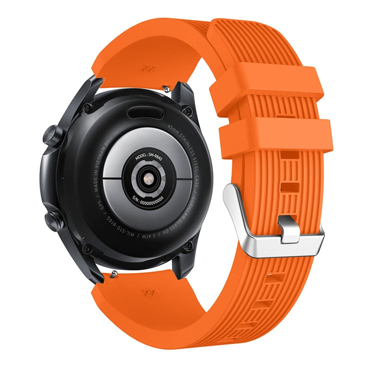 Pinstriped Silicone Smart Watch Band for Samsung Galaxy Watch3 45mm - Orange