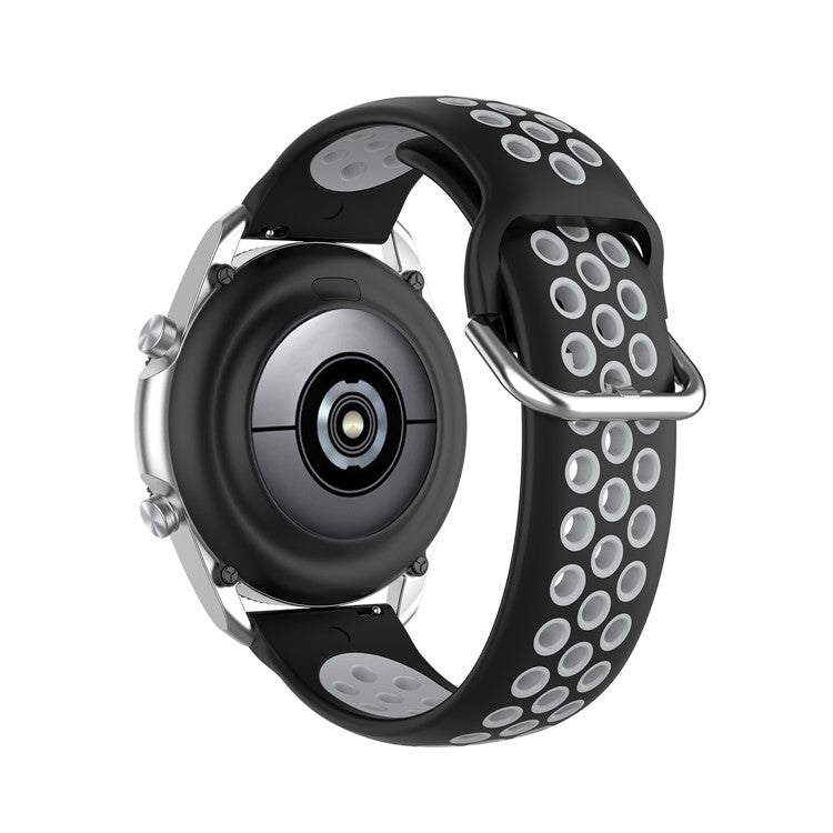 R840 22mm Bi-color Silicone Sport Smart Watch Band for Samsung Galaxy Watch 3 45mm/Huawei Watch 3/Watch 3 Pro - Black/Grey