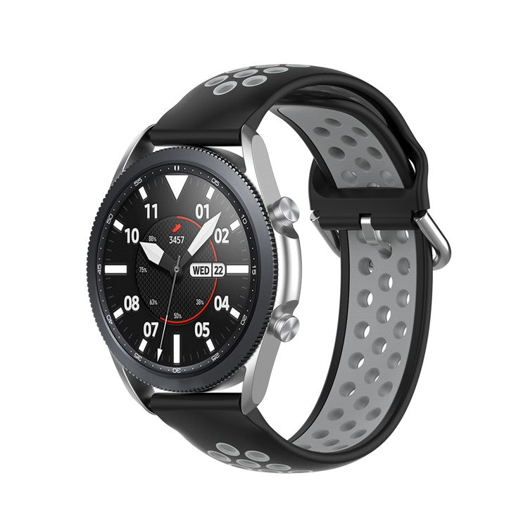R840 22mm Bi-color Silicone Sport Smart Watch Band for Samsung Galaxy Watch 3 45mm/Huawei Watch 3/Watch 3 Pro - Black/Grey