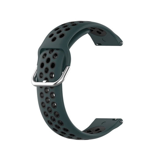 R840 22mm Bi-color Silicone Sport Smart Watch Band for Samsung Galaxy Watch 3 45mm/Huawei Watch 3/Watch 3 Pro - Dark Green/Black