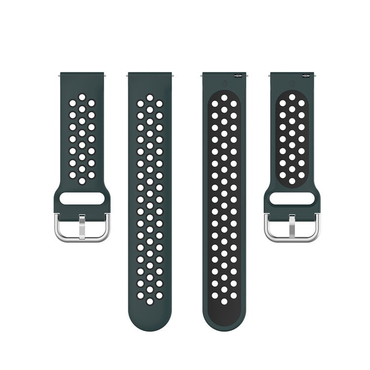 R840 22mm Bi-color Silicone Sport Smart Watch Band for Samsung Galaxy Watch 3 45mm/Huawei Watch 3/Watch 3 Pro - Dark Green/Black