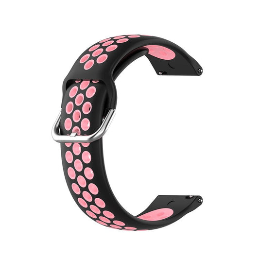 R840 22mm Bi-color Silicone Sport Smart Watch Band for Samsung Galaxy Watch 3 45mm/Huawei Watch 3/Watch 3 Pro - Black/Pink