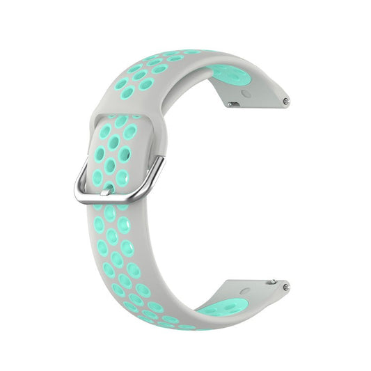 R850 20mm Bi-color Silicone Watch Band for Samsung Galaxy Watch3 41mm - Grey/Cyan