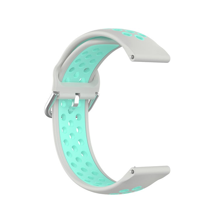 R850 20mm Bi-color Silicone Watch Band for Samsung Galaxy Watch3 41mm - Grey/Cyan