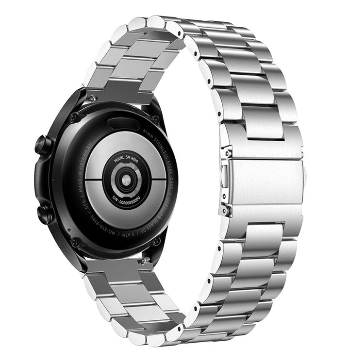 For Samsung Galaxy Watch3 45mm Stainless Steel Smart Watch Band Replacement Strap with Folding Clasp Closure - Silver