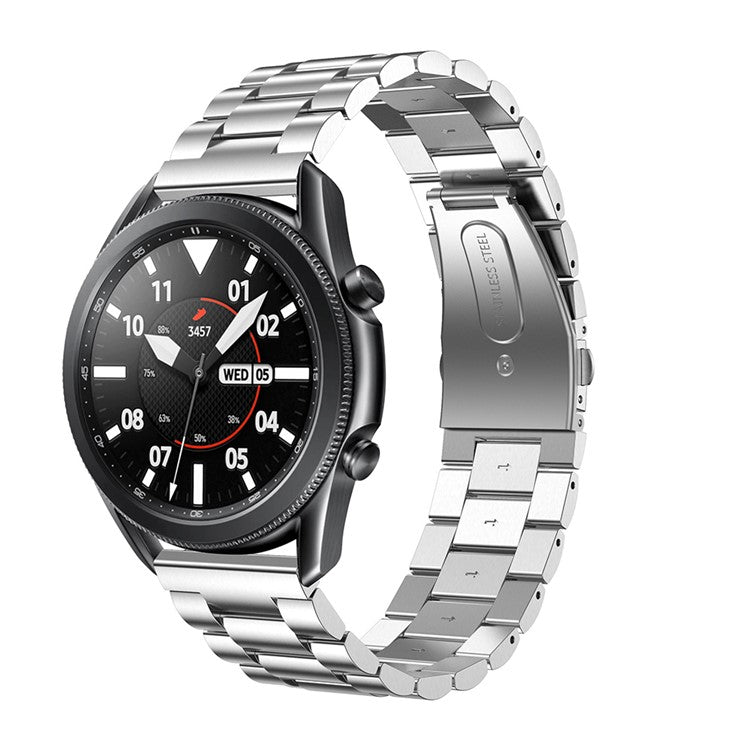 For Samsung Galaxy Watch3 45mm Stainless Steel Smart Watch Band Replacement Strap with Folding Clasp Closure - Silver