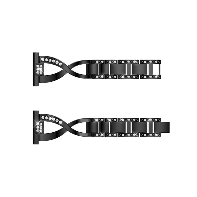 X-Shape Rhinestone Decor Stainless Steel Smart Watch Band for Samsung Galaxy Watch3 41mm - Black