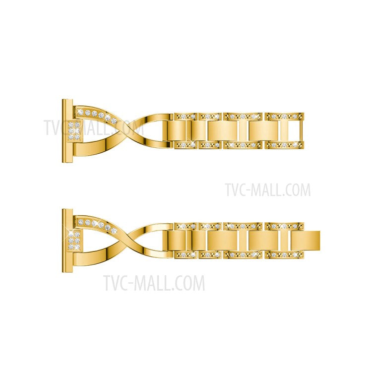 X-Shape Rhinestone Decor Stainless Steel Smart Watch Strap for Samsung Galaxy Watch3 45mm - Gold