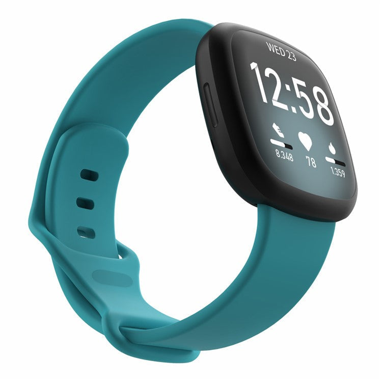 22.5mm Soft Silicone Watch Band Wrist Strap Replacement for Fitbit Versa 3 / Sense [Size: S] - Cyan