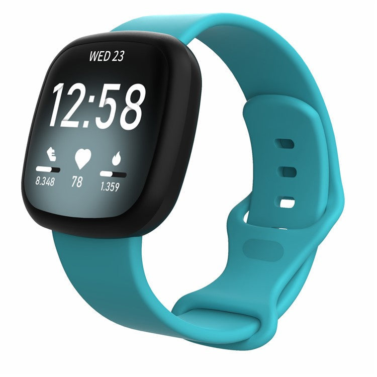 22.5mm Soft Silicone Watch Band Wrist Strap Replacement for Fitbit Versa 3 / Sense [Size: S] - Cyan