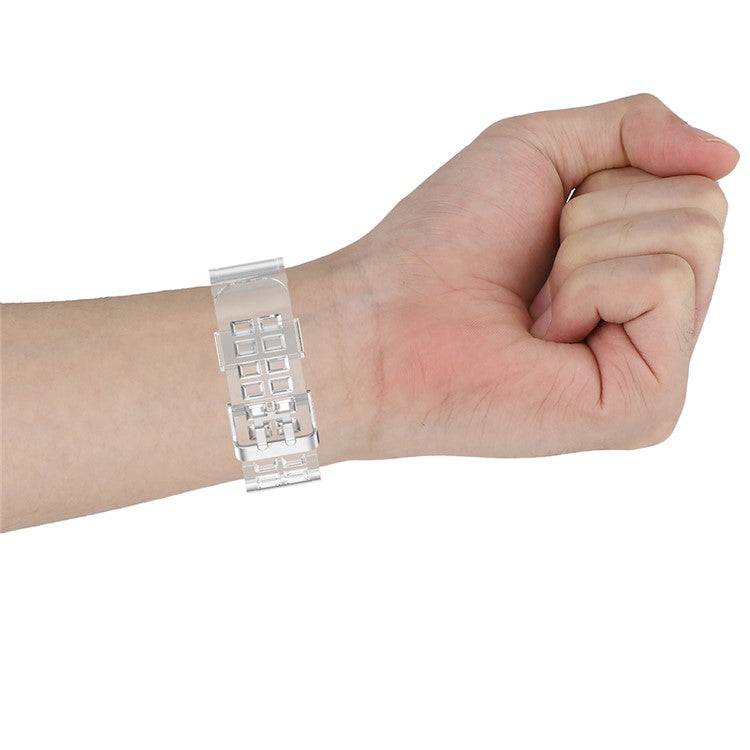 22.5mm Transparent Silicone Smart Watch Strap Universal for Fitbit Versa 3/Sense - Transparent Black