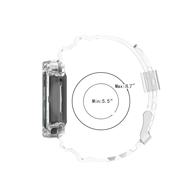 22.5mm Transparent Silicone Smart Watch Strap Universal for Fitbit Versa 3/Sense - Transparent Black