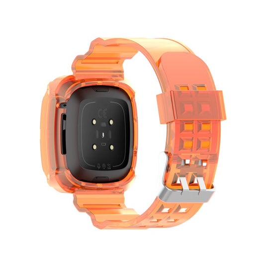 22.5mm Transparent Silicone Smart Watch Strap Universal for Fitbit Versa 3/Sense - Orange