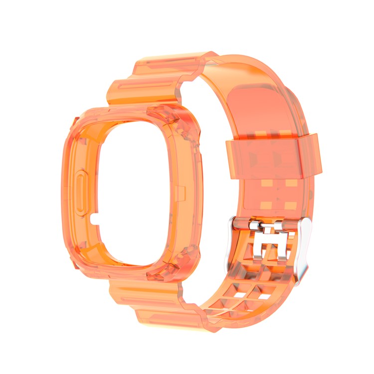 22.5mm Transparent Silicone Smart Watch Strap Universal for Fitbit Versa 3/Sense - Orange