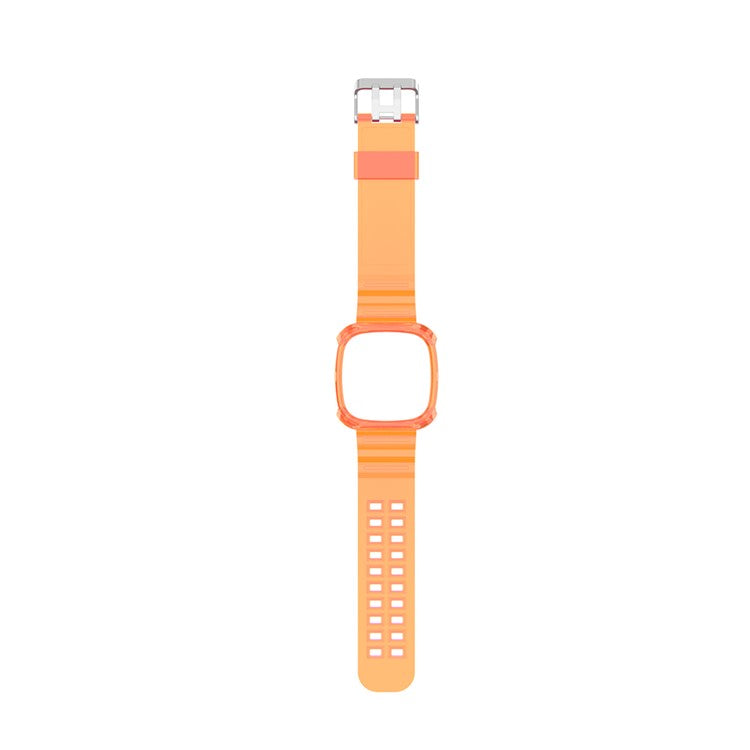 22.5mm Transparent Silicone Smart Watch Strap Universal for Fitbit Versa 3/Sense - Orange