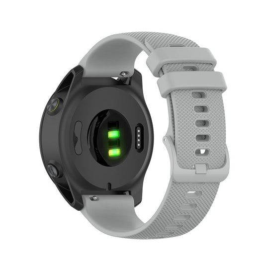 Grid Texture Silicone Replace Watch Band 22mm for Garmin Forerunner 745 - Grey