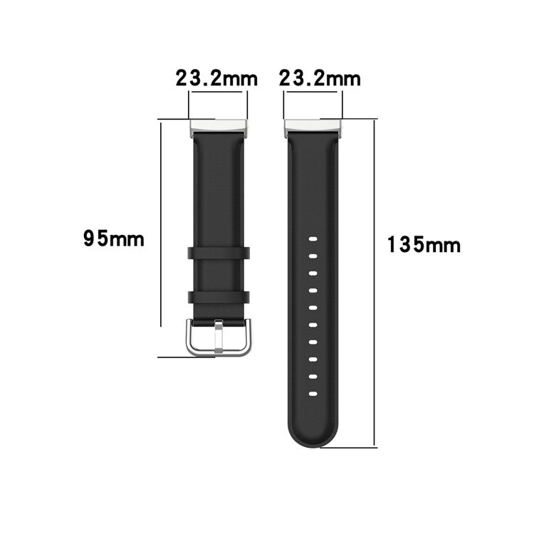 Genuine Leather Smart Watch Strap for Fitbit Versa 3/Sense Replacement Band - Black