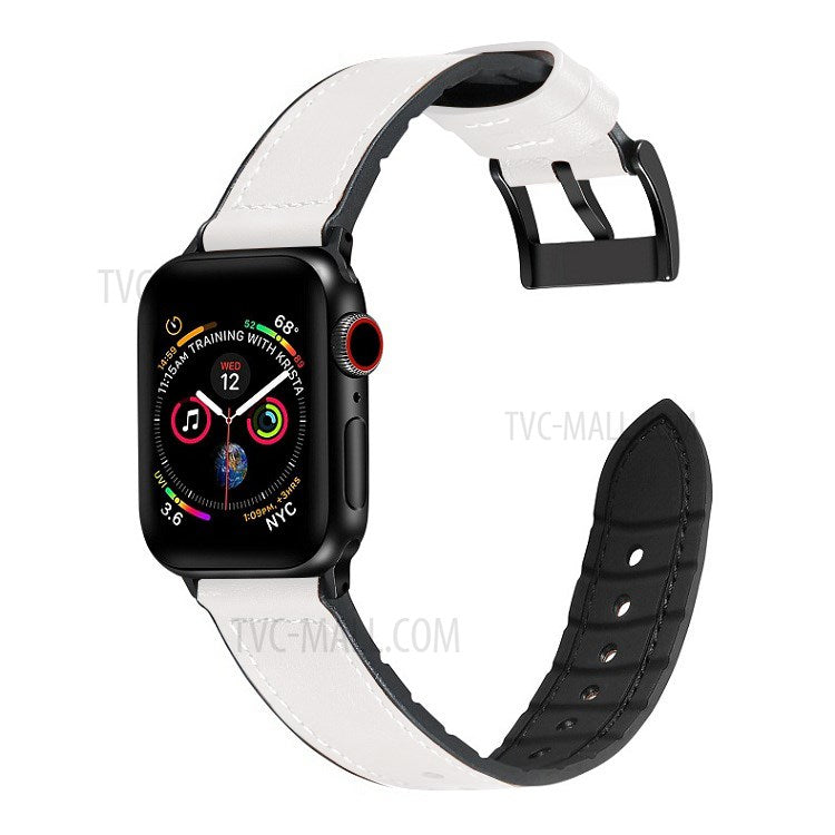 Color PU Leather + Silicone Watch Band for Watch Ultra 49mm / Series 8 / 7 45mm / Series 6 / SE / SE (2022) 44m / 5 / 4 44mm / Series 1 / 2 / 3 42mm - White