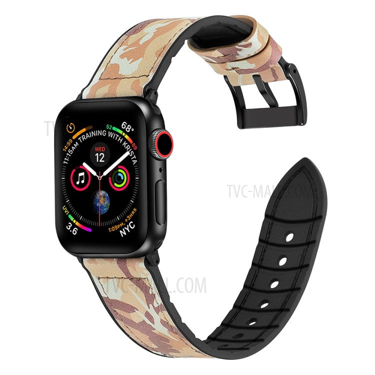 Color PU Leather + Silicone Watch Band for Watch Ultra 49mm / Series 8 / 7 45mm / Series 6 / SE / SE (2022) 44m / 5 / 4 44mm / Series 1 / 2 / 3 42mm - Camouflage Brown