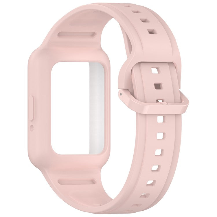 For Samsung Galaxy Fit3 (SM-R390) Watch Strap Integrate Silicone Watch Band with Case - Light Pink