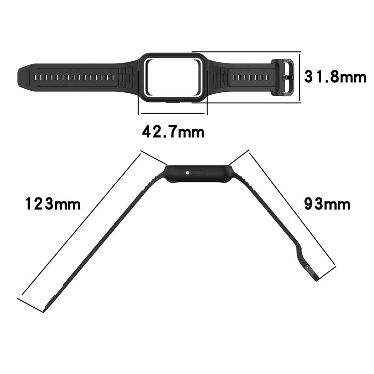 For Samsung Galaxy Fit3 (SM-R390) Watch Strap Integrate Silicone Watch Band with Case - Cyan