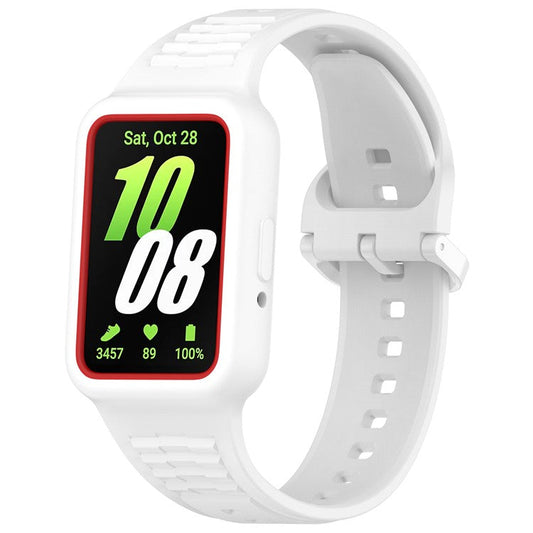 For Huawei Band 7 / Band 8 / Band 8 NFC / Band 9 / Band 9 NFC Integrated Silicone Strap Watch Case Replacement Wrist Band - White