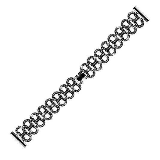 For Huami Amazfit Youth Edition 20mm Watch Band Rhinestones Decor Gourd Shape Alloy Strap - Black