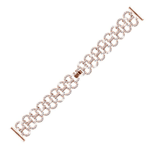For Samsung Galaxy Watch FE 40mm / Watch4 40mm / 44mm Watch Band Rhinestones Decor Gourd Shape Alloy Strap - Rose Gold