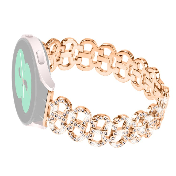 For Huawei Watch GT 3 Pro 43mm Watch Band Rhinestones Decor Gourd Shape Alloy Strap - Rose Gold