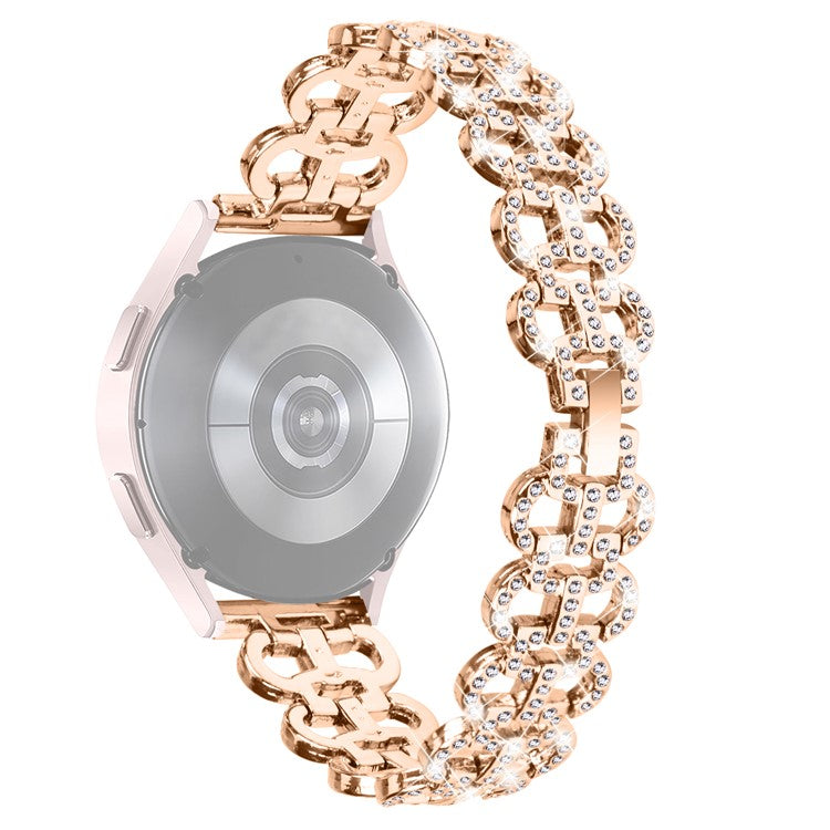 For Huawei Watch GT 3 Pro 43mm Watch Band Rhinestones Decor Gourd Shape Alloy Strap - Rose Gold