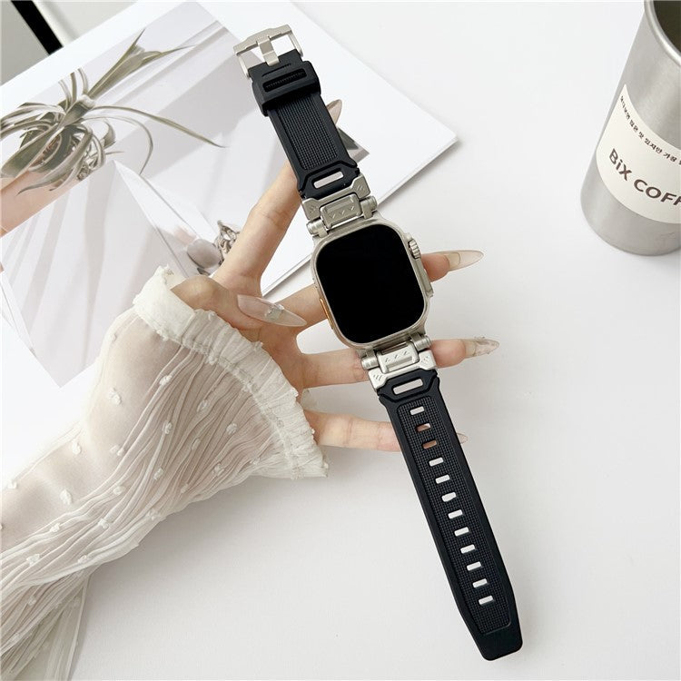Mechanical Style TPU Watch Strap for Apple Watch Series 10 42mm / 9 8 7 41mm / SE (2023) SE (2022) SE 6 5 4 40mm / 3 2 1 38mm Wrist Band - Black
