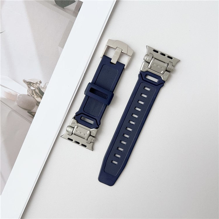 Mechanical Style TPU Watch Strap for Apple Watch Series 10 42mm / 9 8 7 41mm / SE (2023) SE (2022) SE 6 5 4 40mm / 3 2 1 38mm Wrist Band - Black