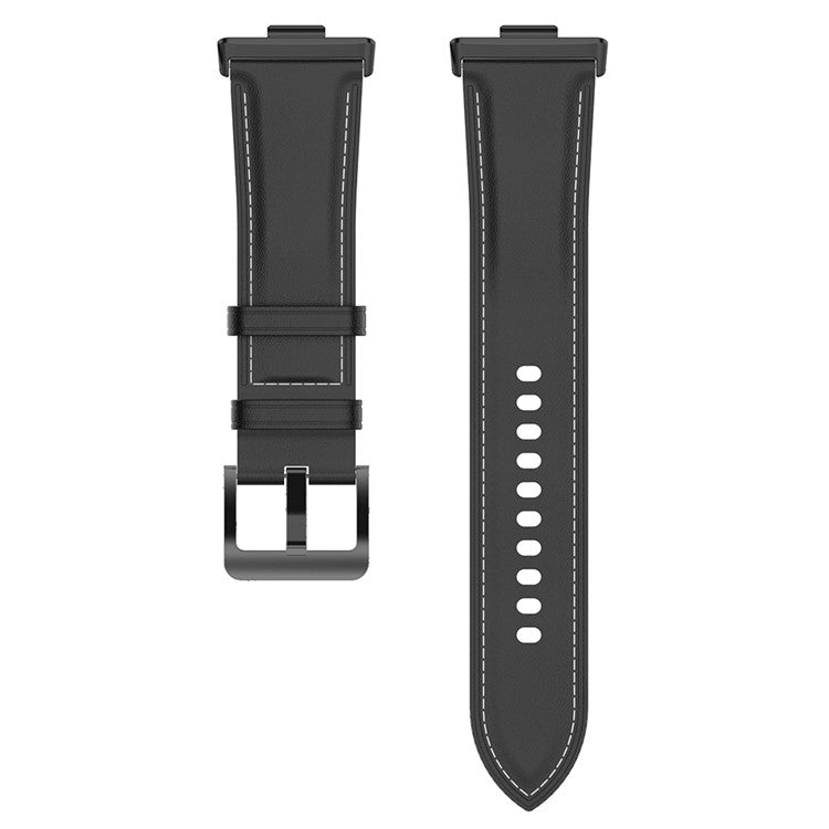 For Huawei Watch Fit 3 Watch Strap Genuine Cow Leather Adjustable Wrist Band - Black