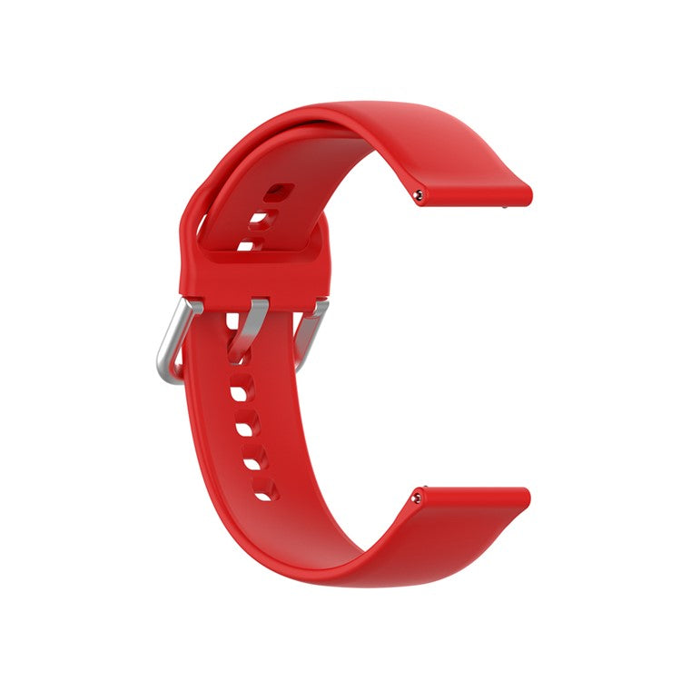 22mm Silicone Watch Strap Silver Buckle [Large Size] for Huawei Watch GT 2 Pro - Red