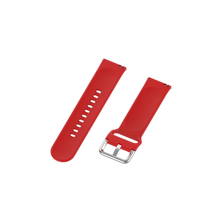 22mm Silicone Watch Strap Silver Buckle [Large Size] for Huawei Watch GT 2 Pro - Red