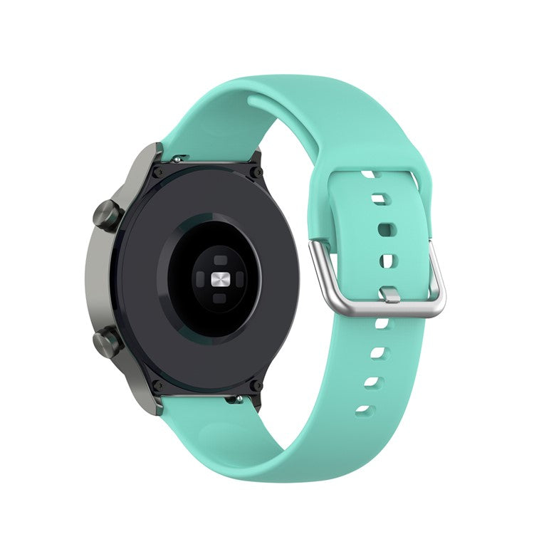 22mm Silicone Watch Strap Silver Buckle [Large Size] for Huawei Watch GT 2 Pro - Cyan