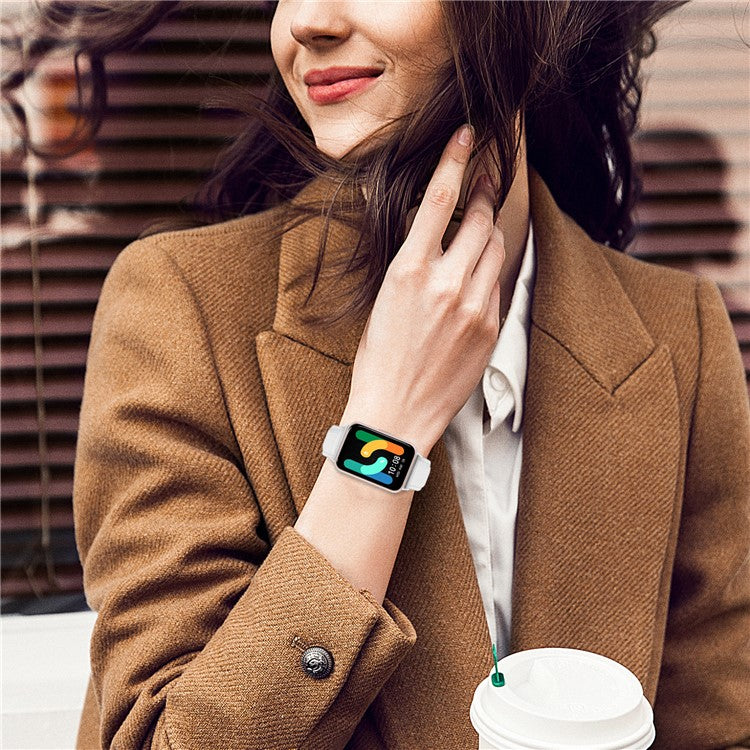 Smooth PU Leather Watch Strap for Samsung Galaxy Fit3 SM-R390 Wrist Bracelet Band - White