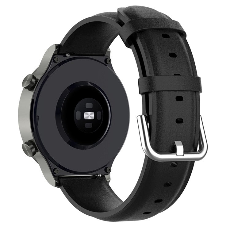 22mm Genuine Leather Watch Band for Huawei Watch GT Runner/Watch GT 3 46mm, Pin Buckle Smart Watch Band - Black