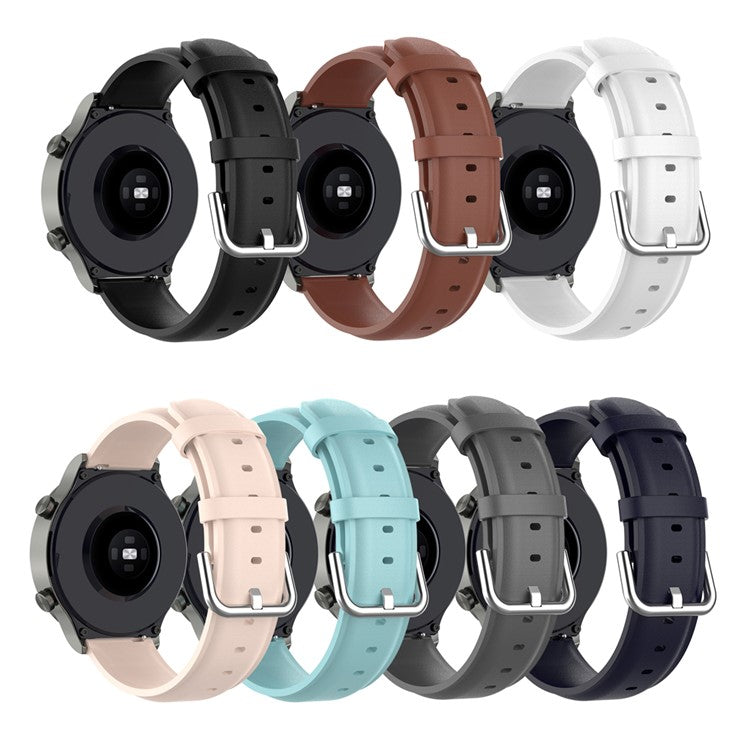 22mm Genuine Leather Watch Band for Huawei Watch GT Runner/Watch GT 3 46mm, Pin Buckle Smart Watch Band - Black