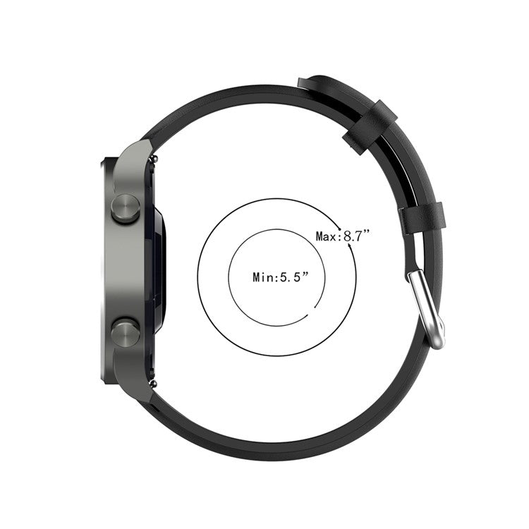22mm Genuine Leather Watch Band for Huawei Watch GT Runner/Watch GT 3 46mm, Pin Buckle Smart Watch Band - Black