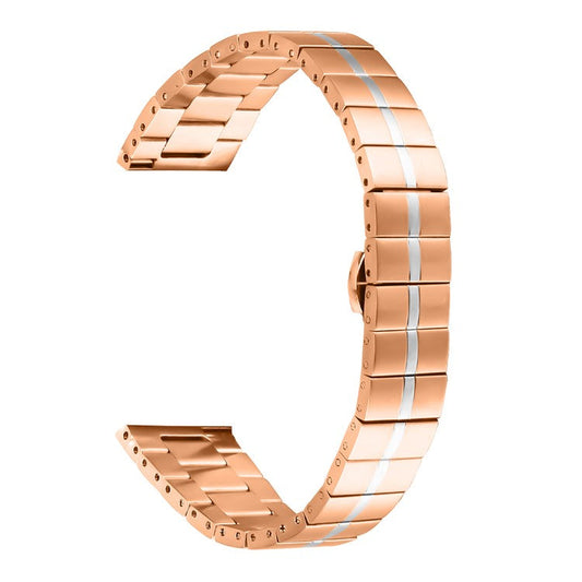 For Garmin Vivomove Trend / Venu Sq 2 Armband Stainless Steel Watch Strap - Rose Gold + Silver