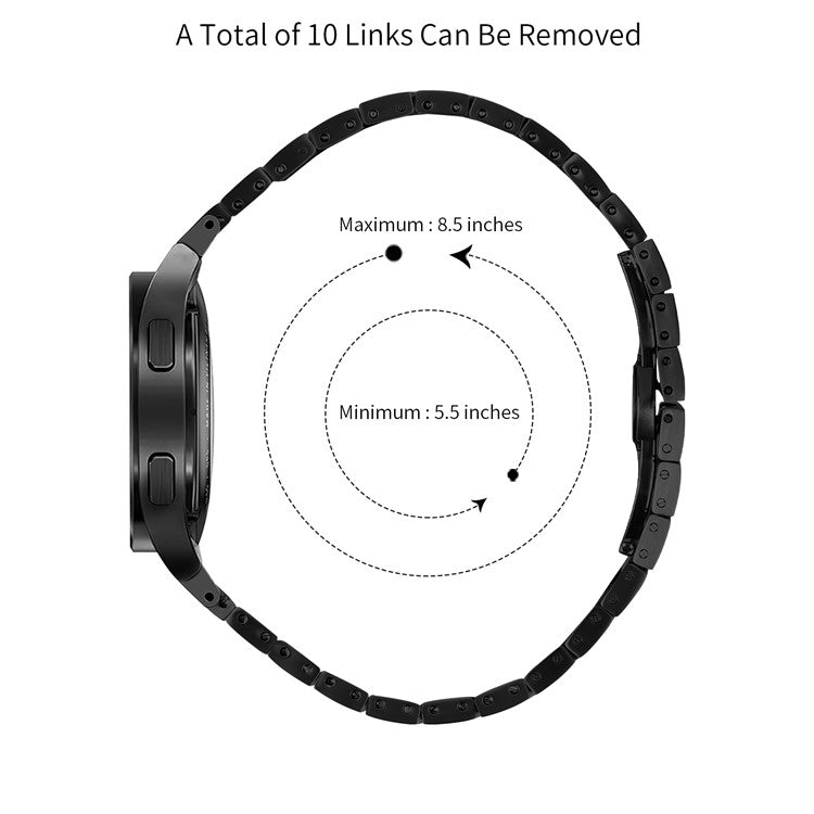 For Samsung Galaxy Watch6 40mm / 44mm / Watch6 Classic 43mm / 47mm Stainless Steel Strap with Quick Release Connector - Black