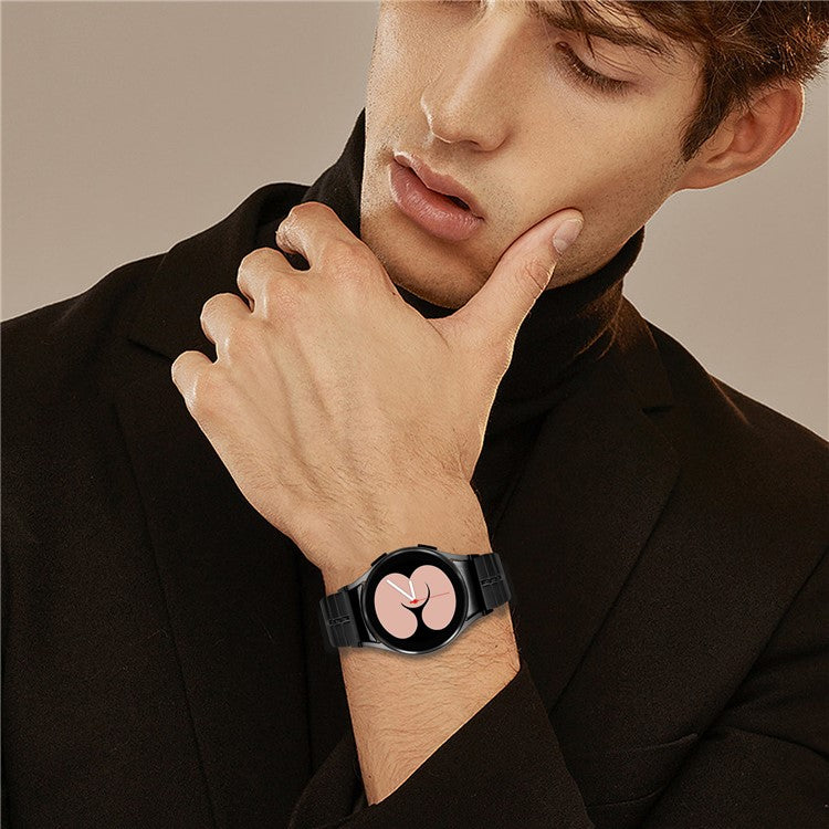 For Samsung Galaxy Watch6 40mm / 44mm / Watch6 Classic 43mm / 47mm Stainless Steel Strap with Quick Release Connector - Black