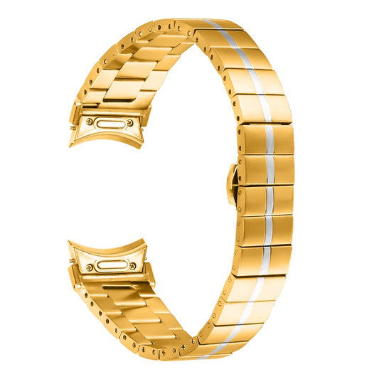 For Samsung Galaxy Watch6 40mm / 44mm / Watch6 Classic 43mm / 47mm Stainless Steel Strap with Quick Release Connector - Gold+Silver